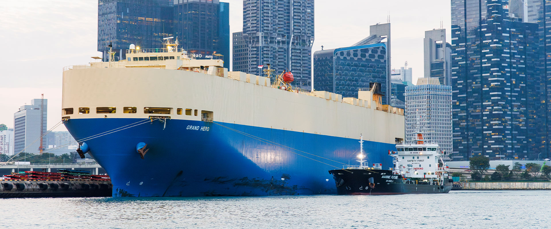 bunkering vessel alongside VLGC in Singapore