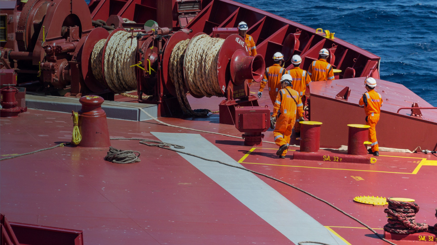 Workers on ship